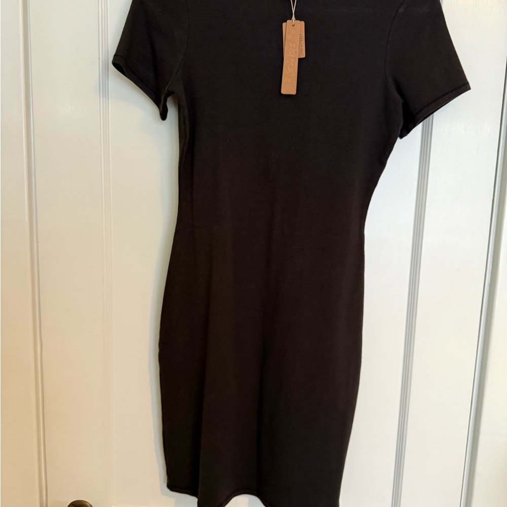 SKIMS OUTDOOR MOCK NECK MINI DRESS | WASHED ONYX - WASHED ONYX / NWT